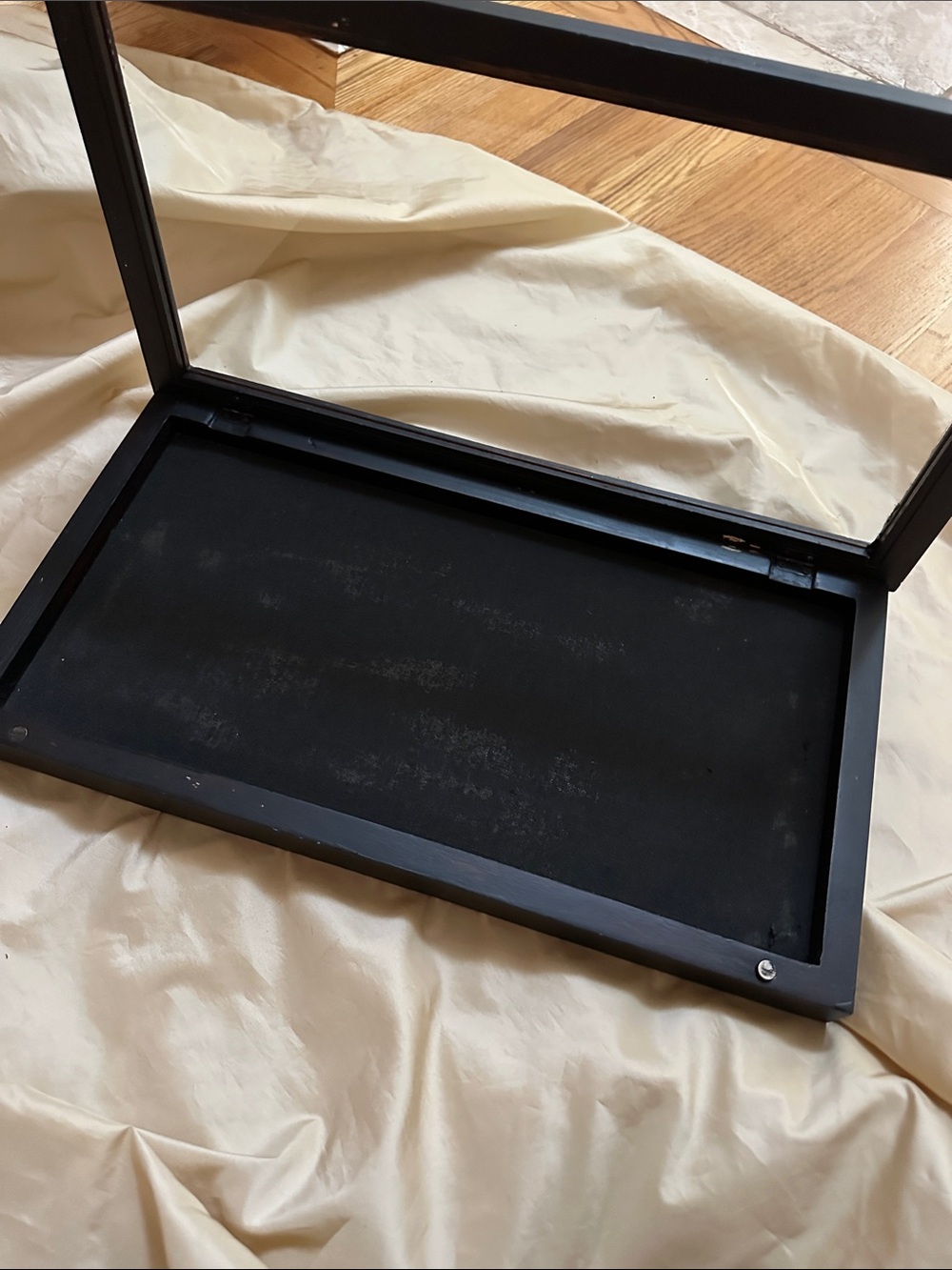 Wood Framed Display Case with Hinged Glass Lid